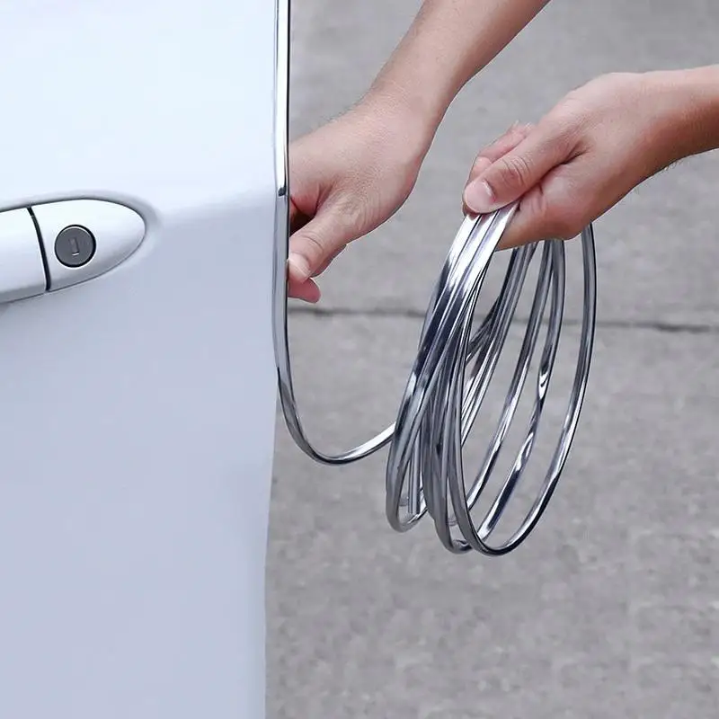 5/10M Chrome Car Door Edge Protection: Strip Anti Collision Moldings Trim Adhesive Scratch