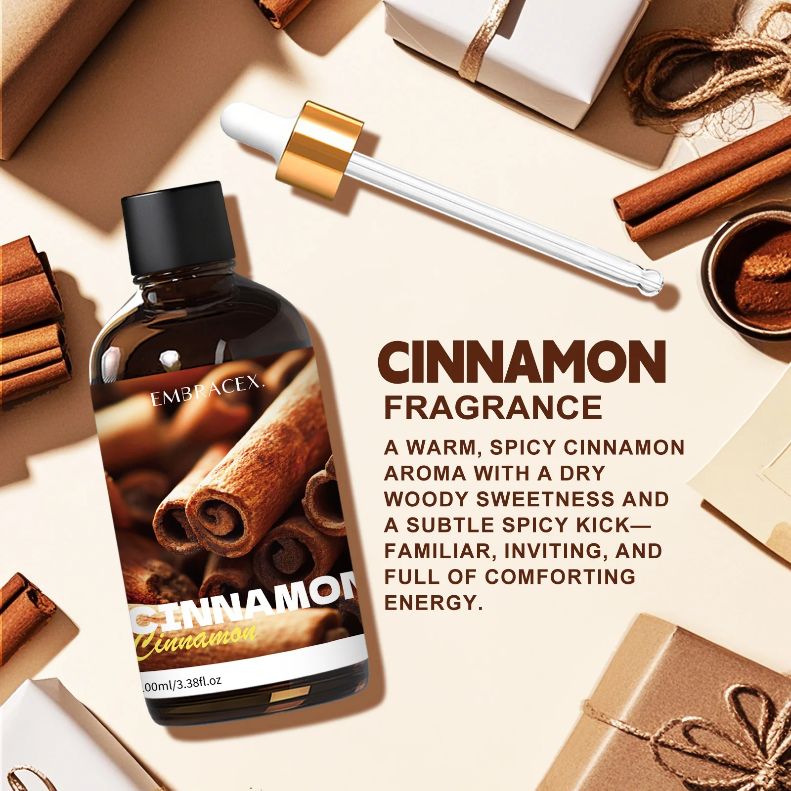 100ml Cinnamon Essential Oil Candle Making Cozy Winter Scent Essential Oils For Humidifier Diffusers For Home Gift Scented Oils