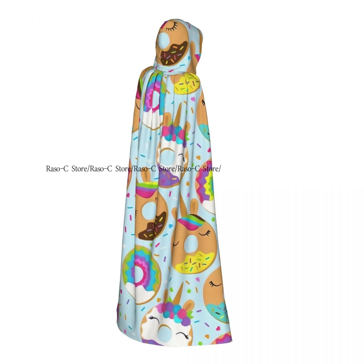 

Плащ с капюшоном в виде пончиков на тему единорога, полиэстер, унисекс, накидка ведьмы, аксессуар для костюма