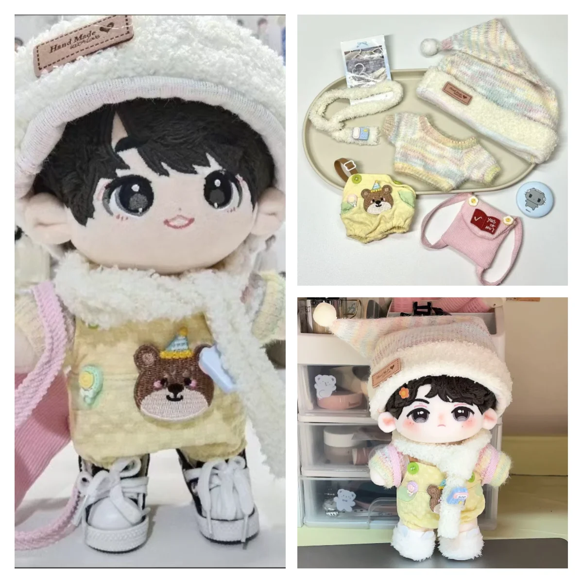20cm Kawaii Love And Deepspace Idol Doll Clothes New winter kawaii plush suit sweater pants scarf hat and bag decorative