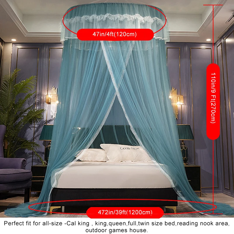 Girls Room Dome Mosquito Net Canopy Solid Color Sweet Suspended Ceiling Mosquito Net Bed Netting Tent Bedroom Decor