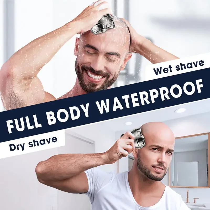 ماكينة حلاقة الرأس للرجال أصلع ماكينة حلاقة كهربائية مغناطيسية للوجه ماكينة تشذيب الشعر اللاسلكية القابلة لإعادة الشحن IPX6 مقاومة للماء للرجال