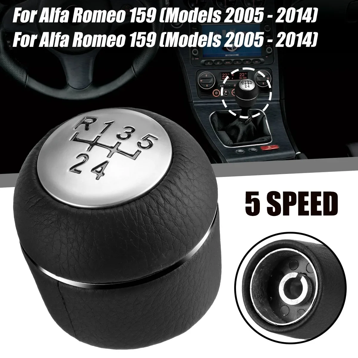 

Для Alfa Romeo 159 Brera 2005 -2014 Spider 2005 -2011 5-Speed из искусственной кожи Ручка рычага переключения передач