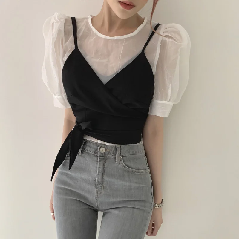 

Женский топ с v-образным вырезом и длинными перекрещенными бретелями, регулируемая талия, облегающая летняя модная повседневная одежда, удобная дышащая одежда