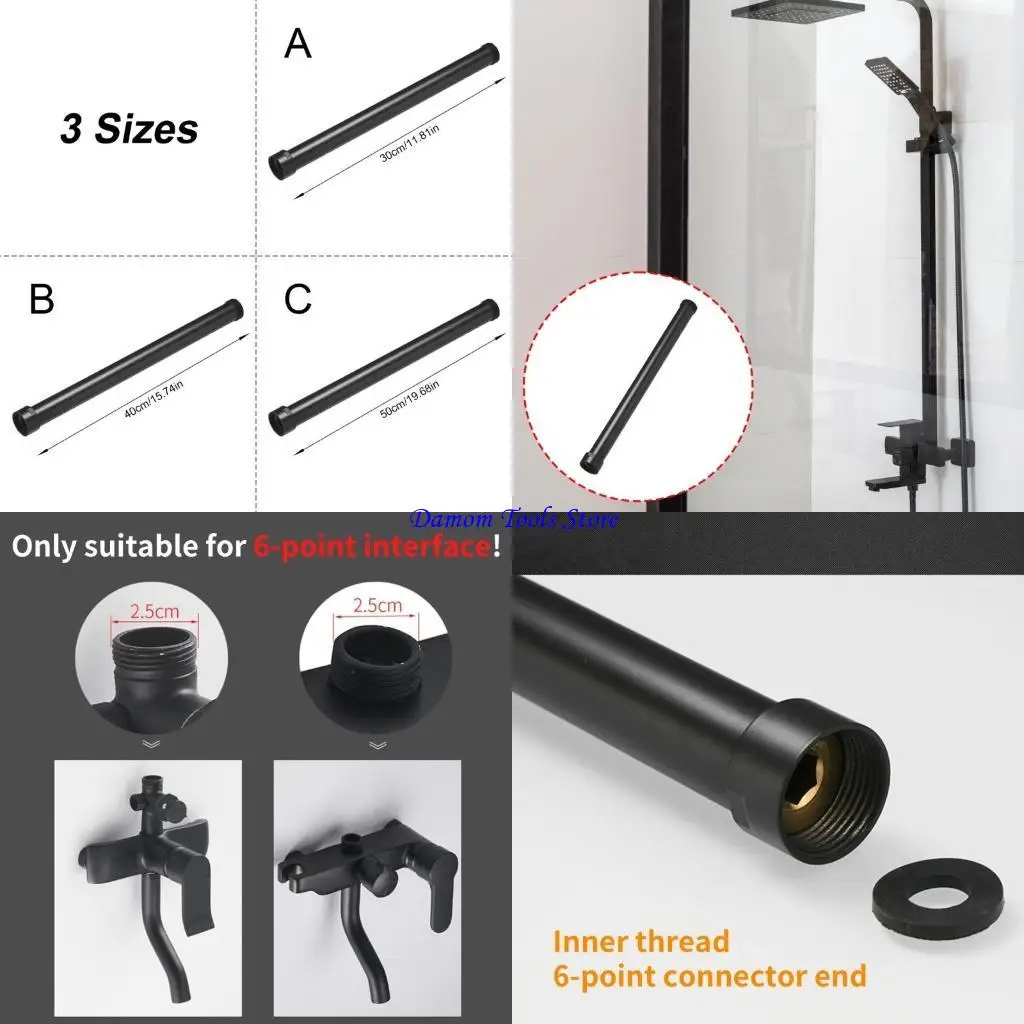 

57BE Shower Faucet Extension Pipe 3/4inch Round Bathroom Shower Extension Arm Tube Copper Round Shower Extension Pipe