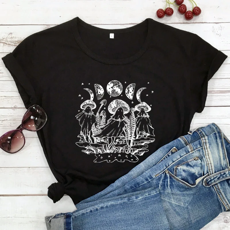 Cute Cottagecore Ghost Mushroom Tshirt funny women Halloween t-shirts