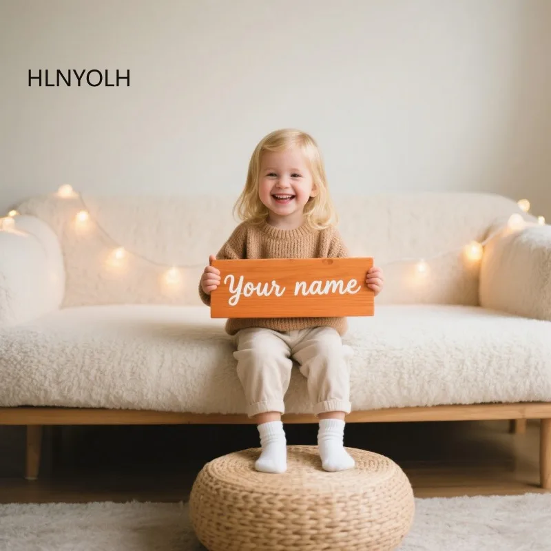 

Custom Pink Baby Name Sign Personalized Decorative Wooden Plaque for Baby Bedroom Wedding Home Decoration Various Colors Font