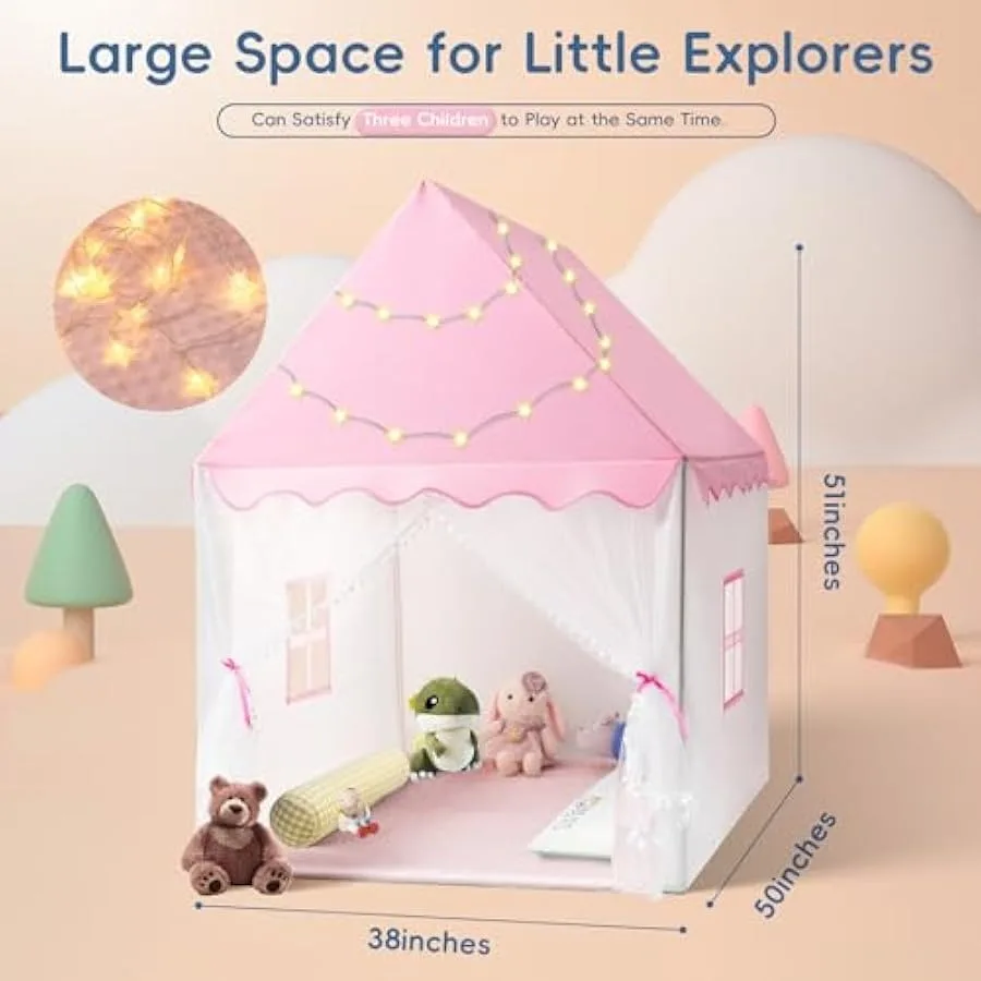 Kid Tent with Star Lights Play Tents for Toddlers Large Playhouse for Indoor and Outdoor Games Princess Tent for Girls Toy Hous