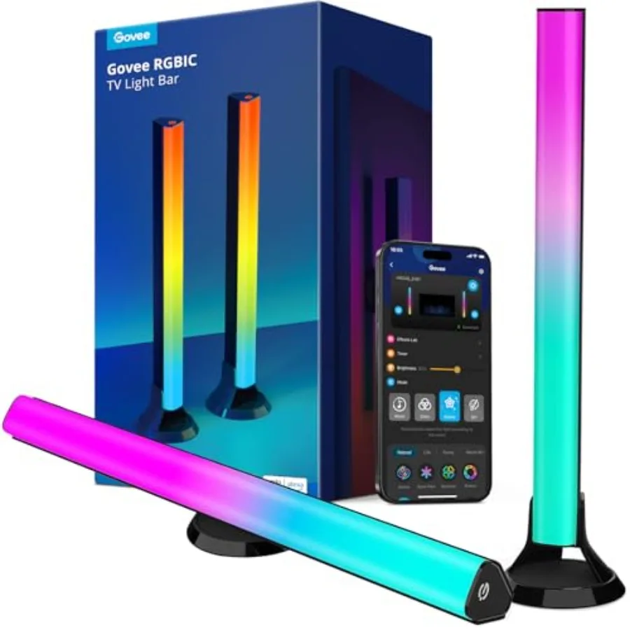 RGBIC Light Bars, 15 Inch WiFi TV Backlight Suitable for 45-70 inch TVs, Smart Light Bars with Multiple Placement Options, Work