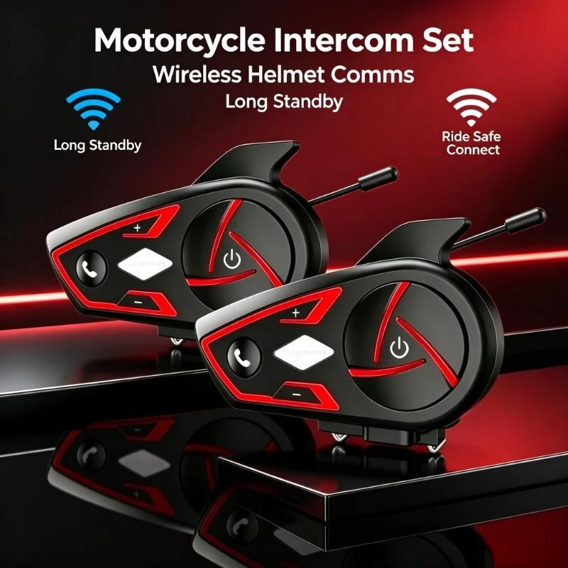 Rgb Led Lamp Bluetooth Intercom Headset Houtonsen S3 Bt5.0 1000M 6 Users Waterproof Riding Accessory