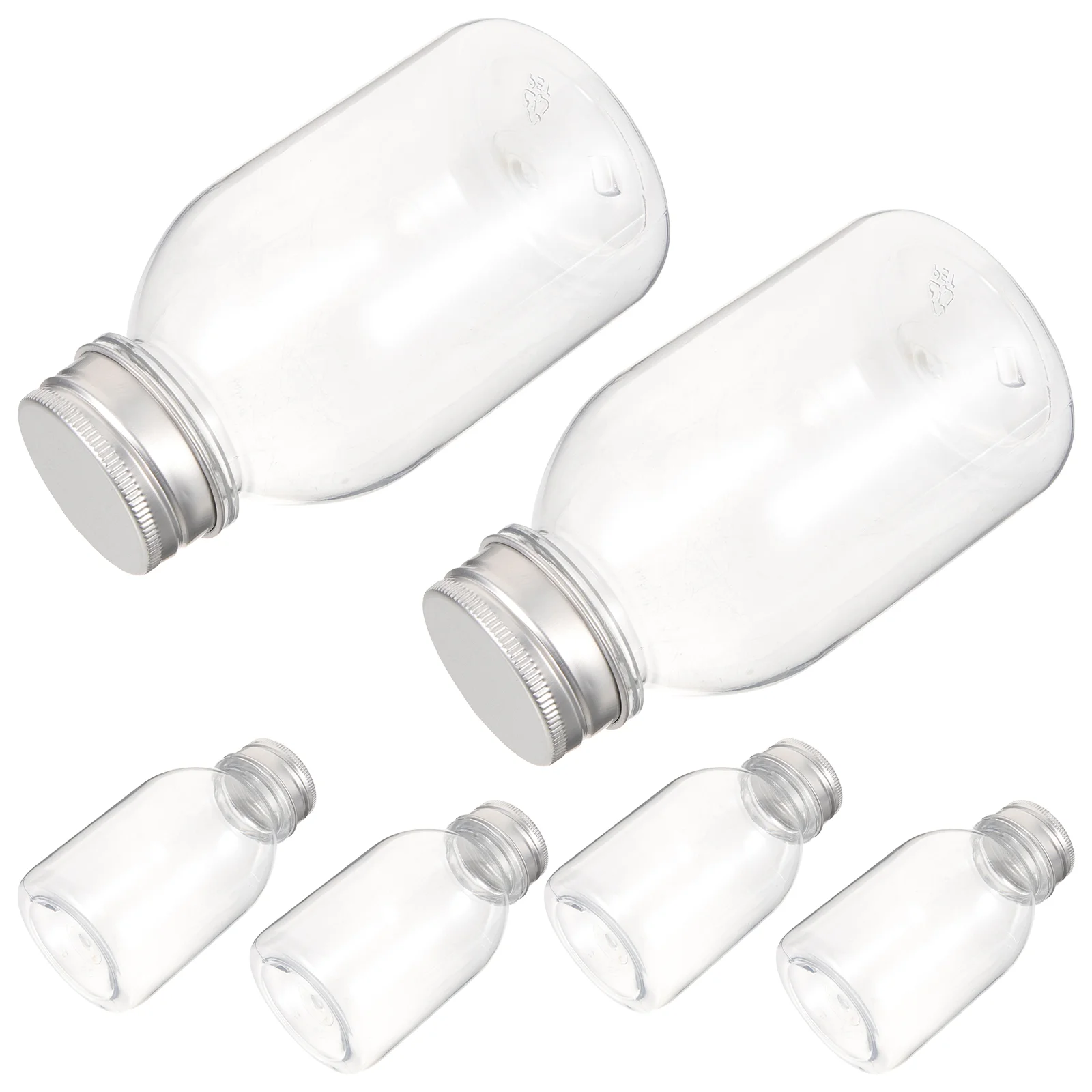 6 Pcs 250ml Transparent Milk Bottle Beverage 6pcs (with Aluminum Cap) Shot Bottles Juice