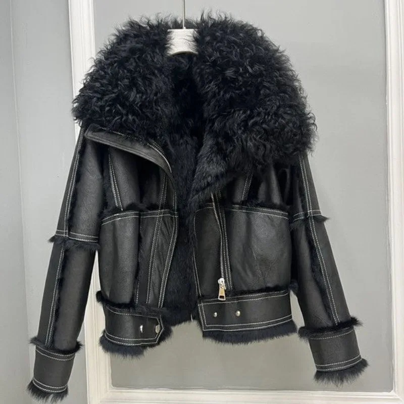 

Winter New Korean-style Faux Rabbit Fur and Faux Fur Coat for Women Short Copy Beach Wool Collar and Thickened Coat in One Piece