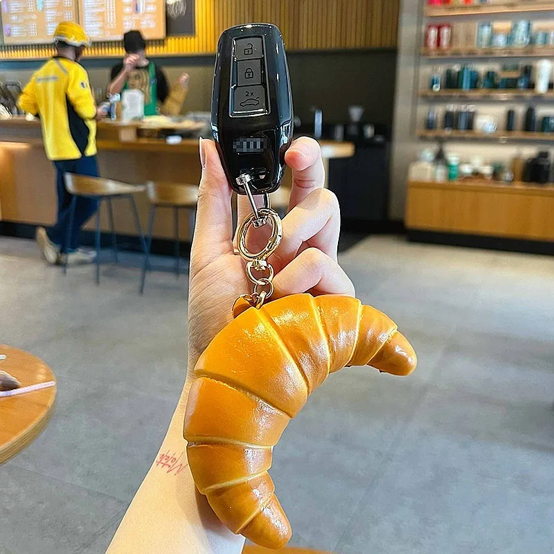 Creative Funny Simulation Art Bread Keychain Croissant Pendant Bag Decoration Gift