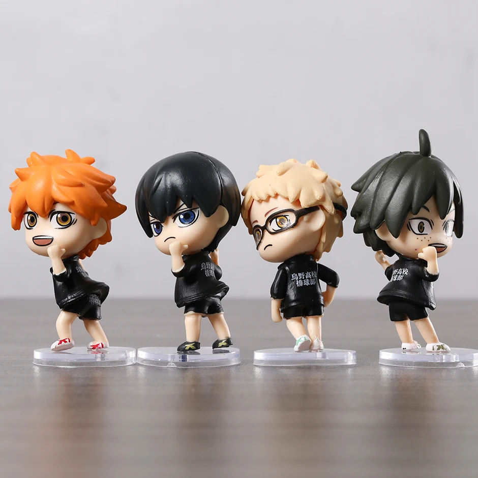 4pcs/set Hinata Shoyo Tobio Kageyama Kei Tsukishima Tadashi Yamaguchi Capsule PVC Figures Toys Car Room Decoration Dolls