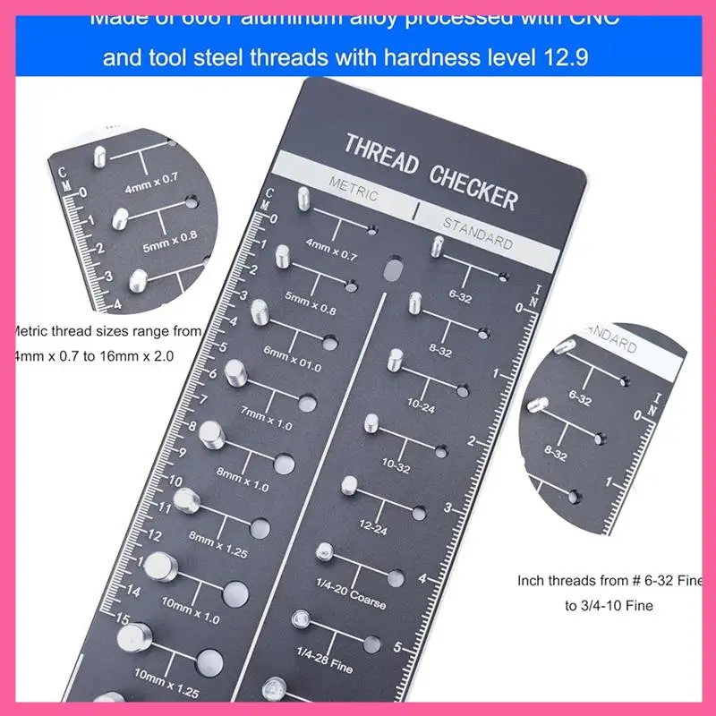 

Black 34 Nut And Bolt Thread Checker, Nut And Bolt Identification Tool Ruler, Bolt Size And Thread Gauge Standard And Metric
