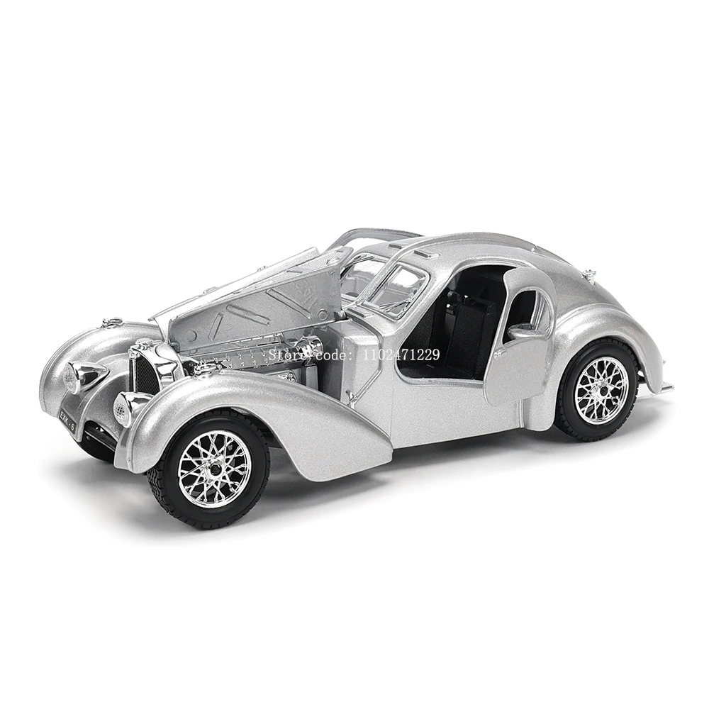 Bburago 1:24 Vintage car Bugatti Atlantic racing Alloy car model Toy Collection Gift Luxury Vehicle Diecast