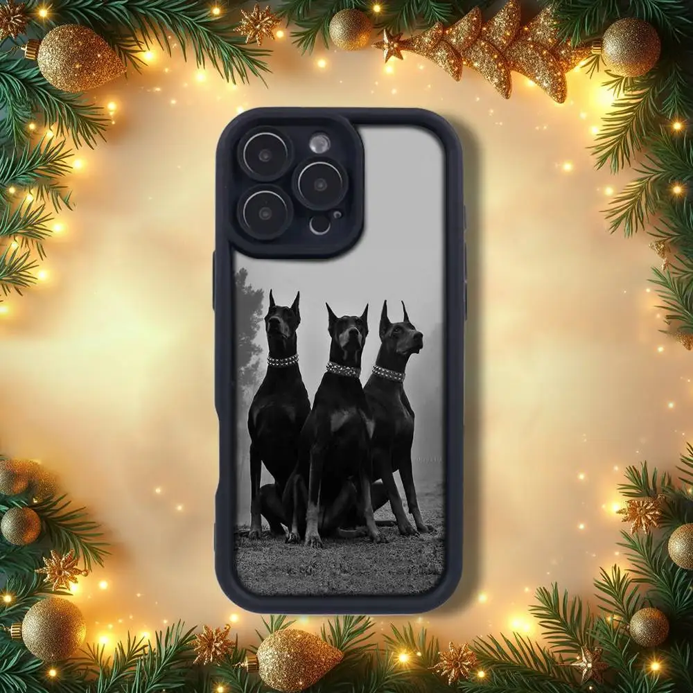 D-Dog Cool D-DobermanS Handyhülle für iPhone 14,12,17,15,11,13,16,Pro,E,Plus,Max,Air,SE4, weiches Silikon, stoßfeste Schmirgelrückseite