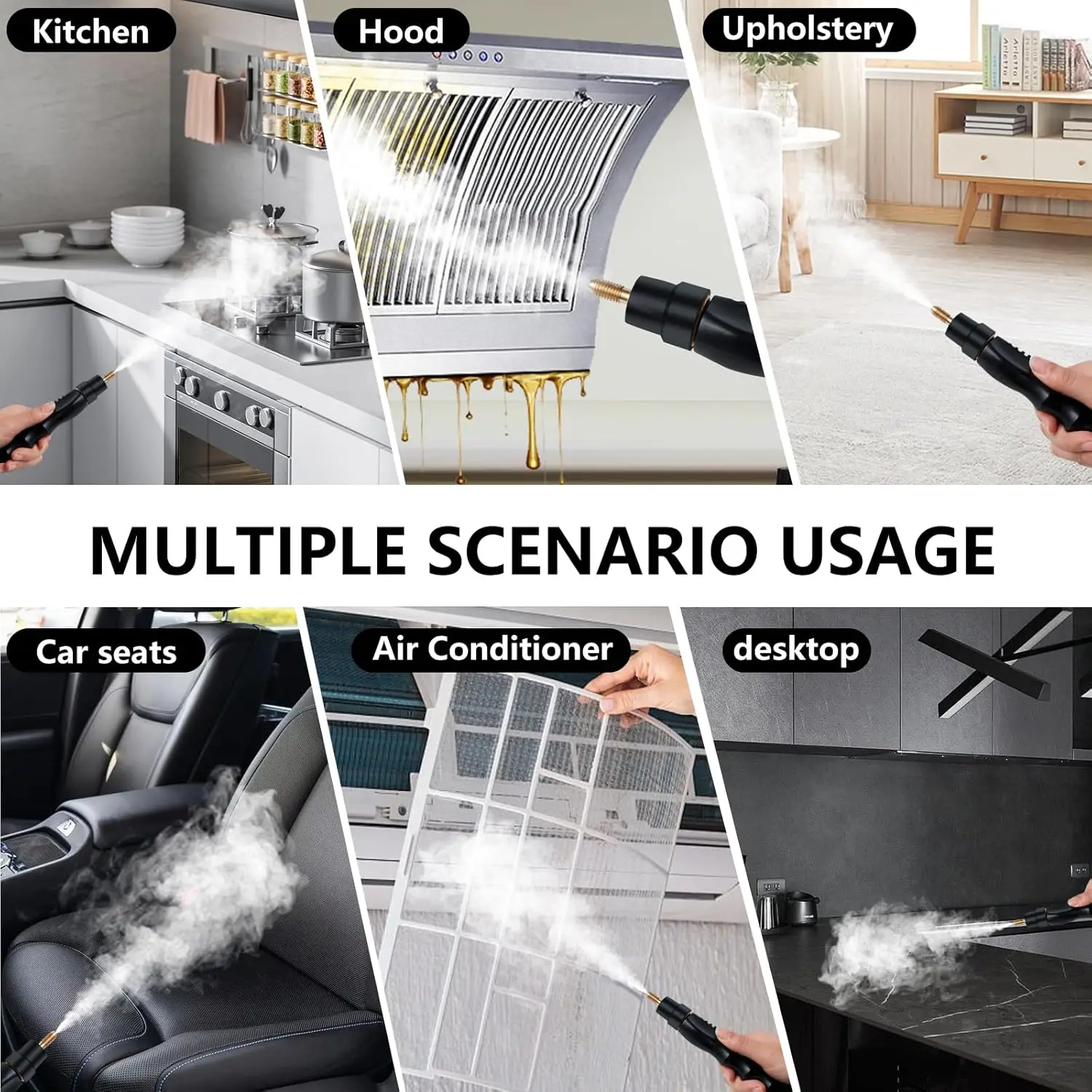 Steam Cleaner,2500W Hand-Held High Pressure Portable Cleaning Machine with  Brush, Steam Cleaner for  Use, Kitchen, , Bathroom,