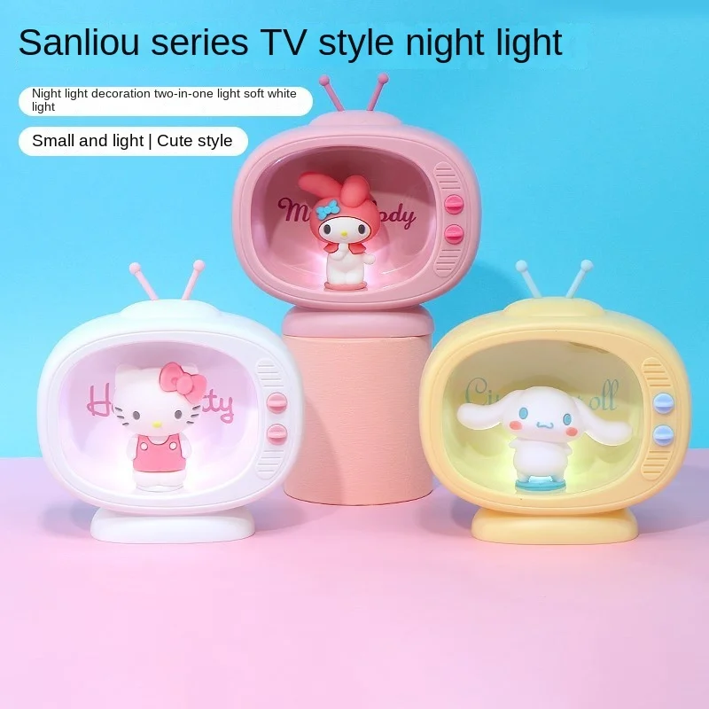 

Sanrio Cartoon Cinnamoroll Creative Small Night Light TV Shape Cute My Melody Desk Lamp Bedside Lamp Birthday Holiday Gift