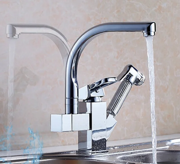 Pull Out Kitchen Sink Faucet Water Filter Faucet Sink Mixer Water Tap Ceramic Polished CE Bathroom Chrome Modern Contemporary