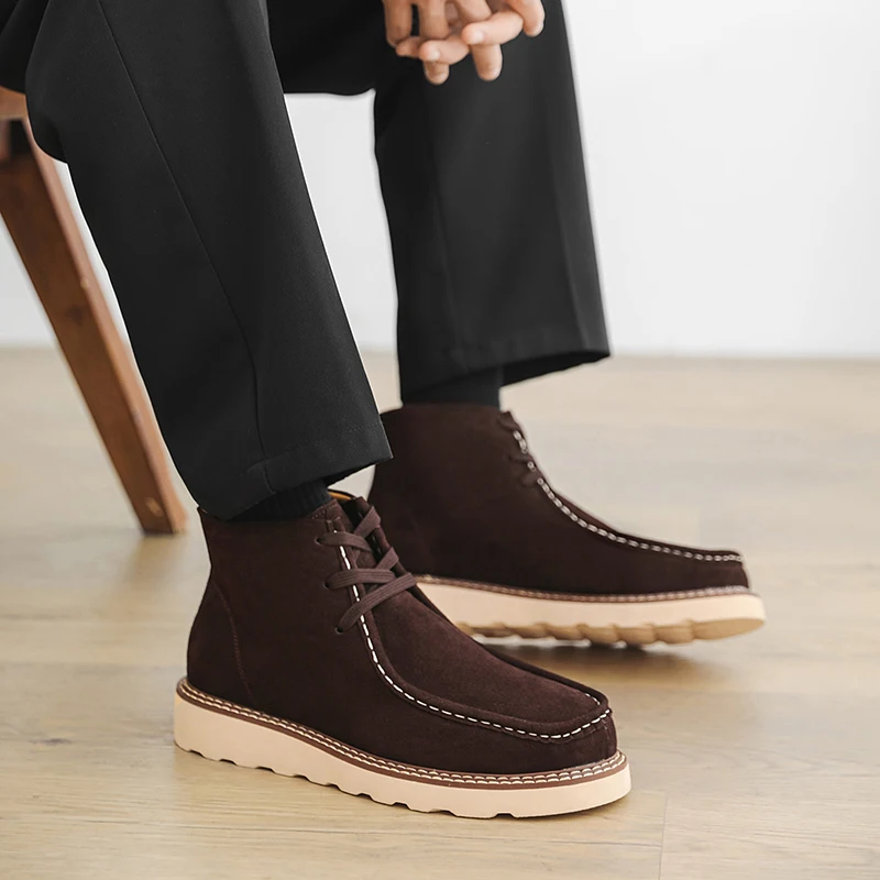 الرجال حذاء من الجلد الرجعية الجلد المدبوغ الأدوات غير رسمية الأحذية قصيرة التمهيد الدانتيل أكسفورد التمهيد عدم الانزلاق منصة الأحذية أحذية الأعمال الكلاسيكية
