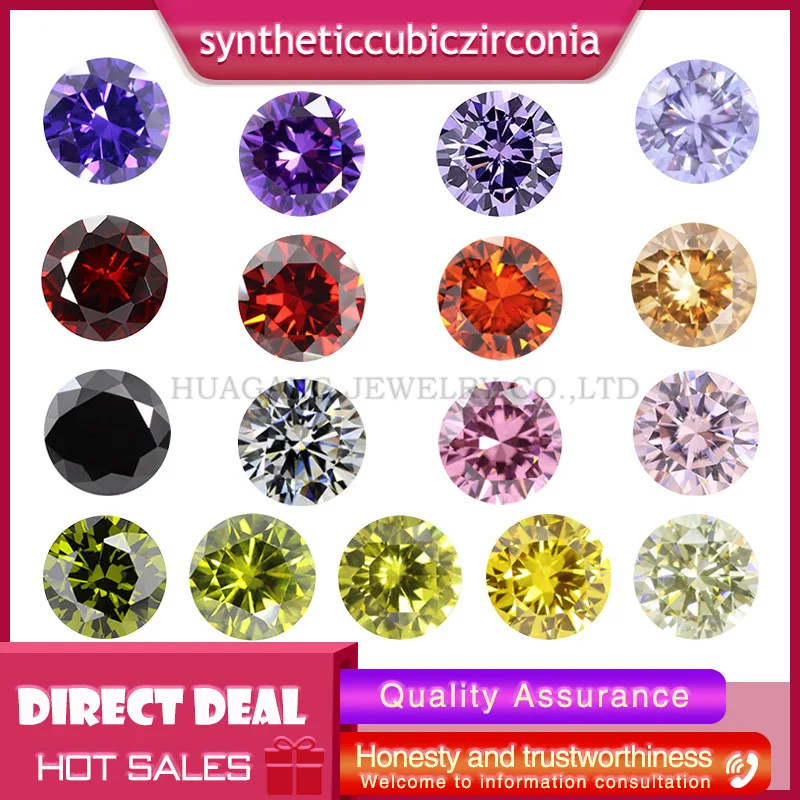 Multicolor 5A Cubic Zirconia Stone Round Shape Brilliant Cut Loose CZ Stones Synthetic Gems Beads For Jewelry 0.8~12mm AAAAA