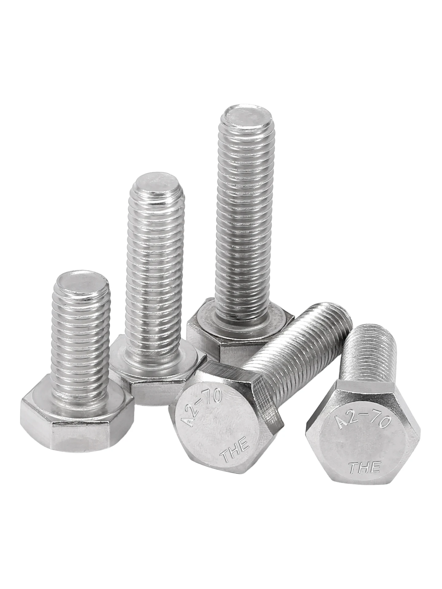 304 Stainless Steel DIN933 Hexagon Head Bolt M3 M4 M5 M6 M8 M10 M12 Full Thread External Hex Hexagon Head Screws