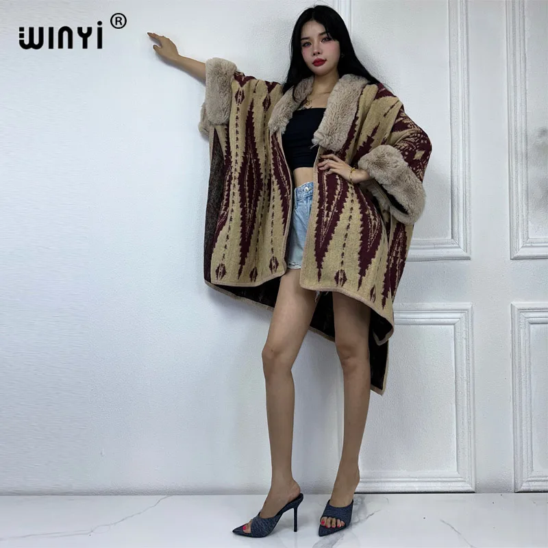 WINYI new 2023 Christmas winter coat for women Africa OverCoat Thick Warm fashion cardigan maxi dress jackets outerwears