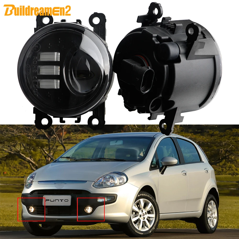 2 X Car Front Fog Light 30W H11 LED Lens Fog Lamp Assembly For Fiat Punto Evo 2010 2011 2012 2013 2014 2015 2016 2017