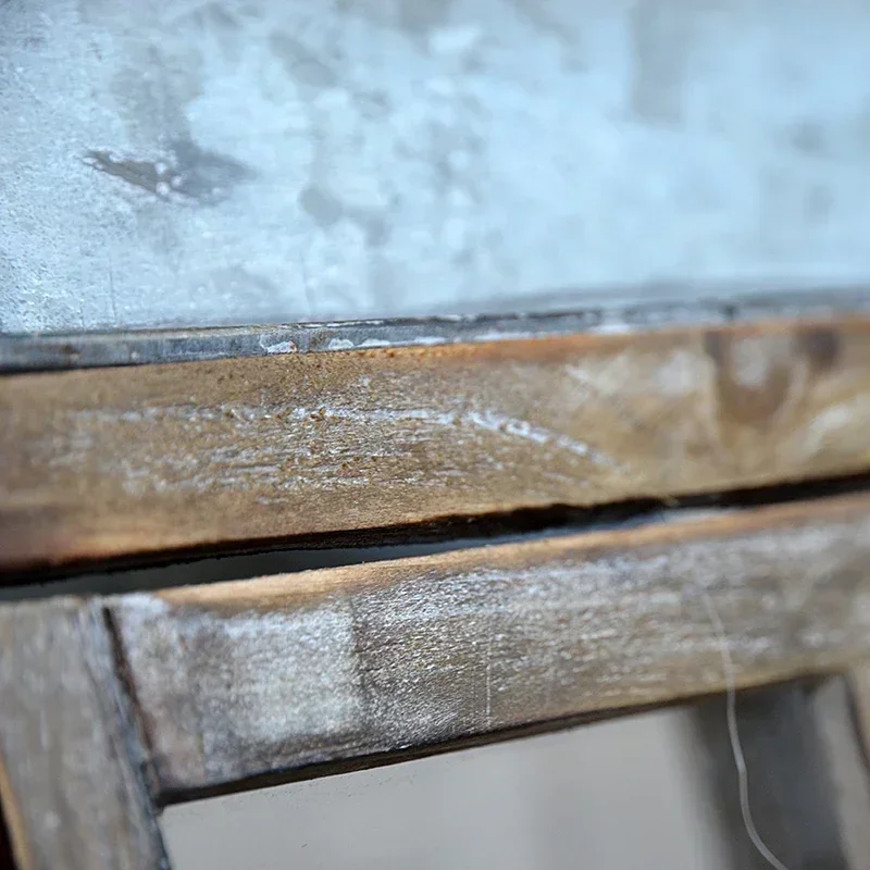 حامل شموع مزخرف على شكل فانوس مستطيل عتيق مصنوع يدويًا من الخشب الصلب AZ