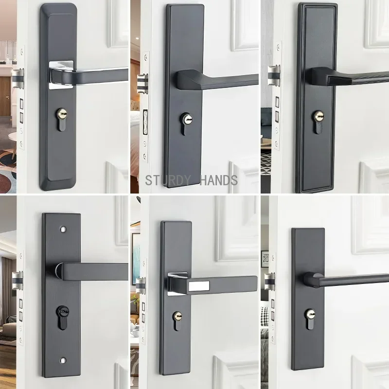 1 セットのアルミニウム合金屋内サイレントドアロック、丈夫なハンドル付き、キッチン、寝室、家庭用木製ドアロック、キー付き