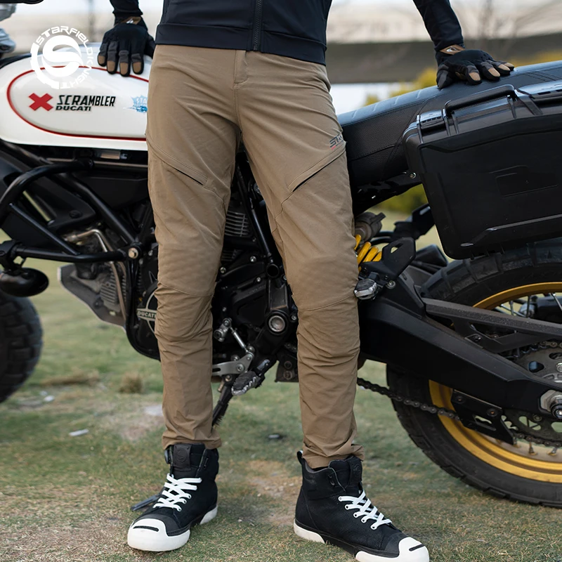 SFK Motorcycle Trousers Fashion Men's Riding Pants Summer Quick Drying Breathable With CE Protective Armor Equipemt Accessories