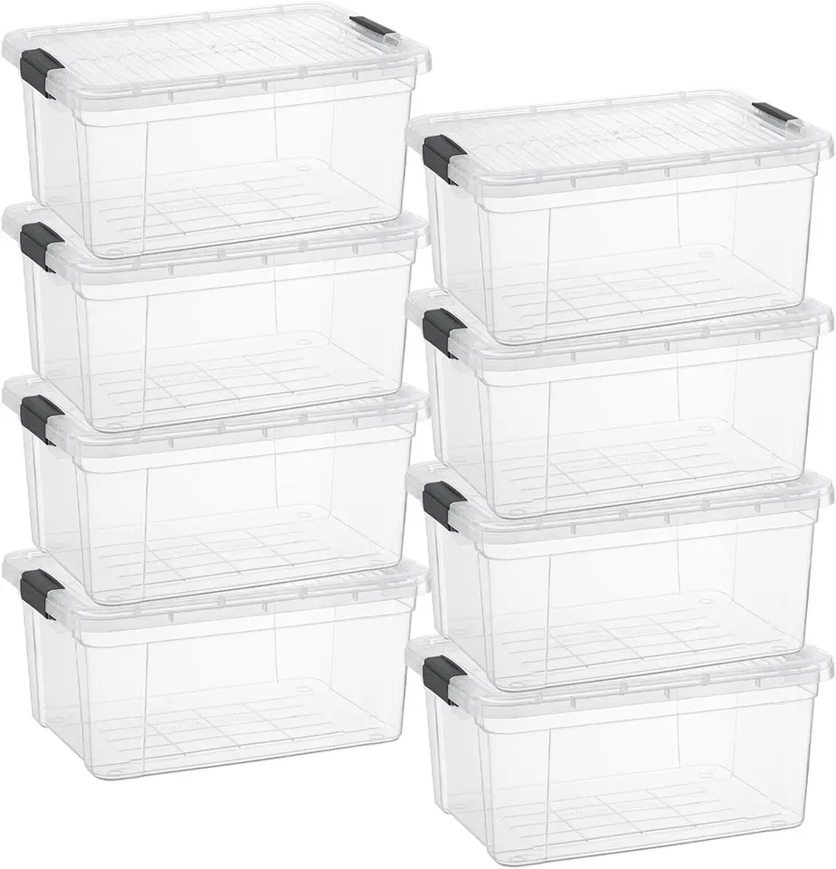 Clear Plastic Storage Boxes with Lids 8 Pack