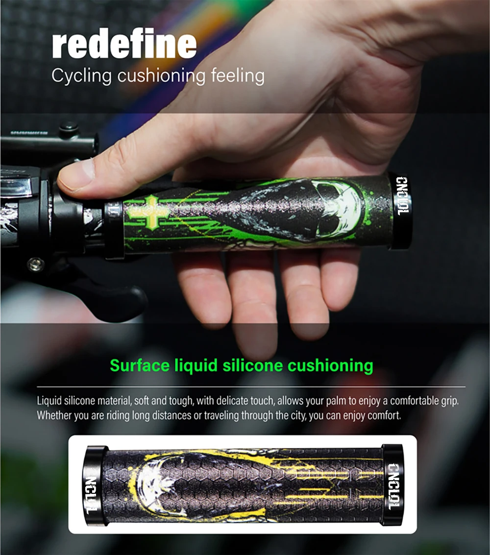 CNCLOL Bike Accessories Mtb Cuffs Bicycle Grips Lock On Handle Silicone Mountain Bike Grips Shockproof Cycling Handlebar Grips