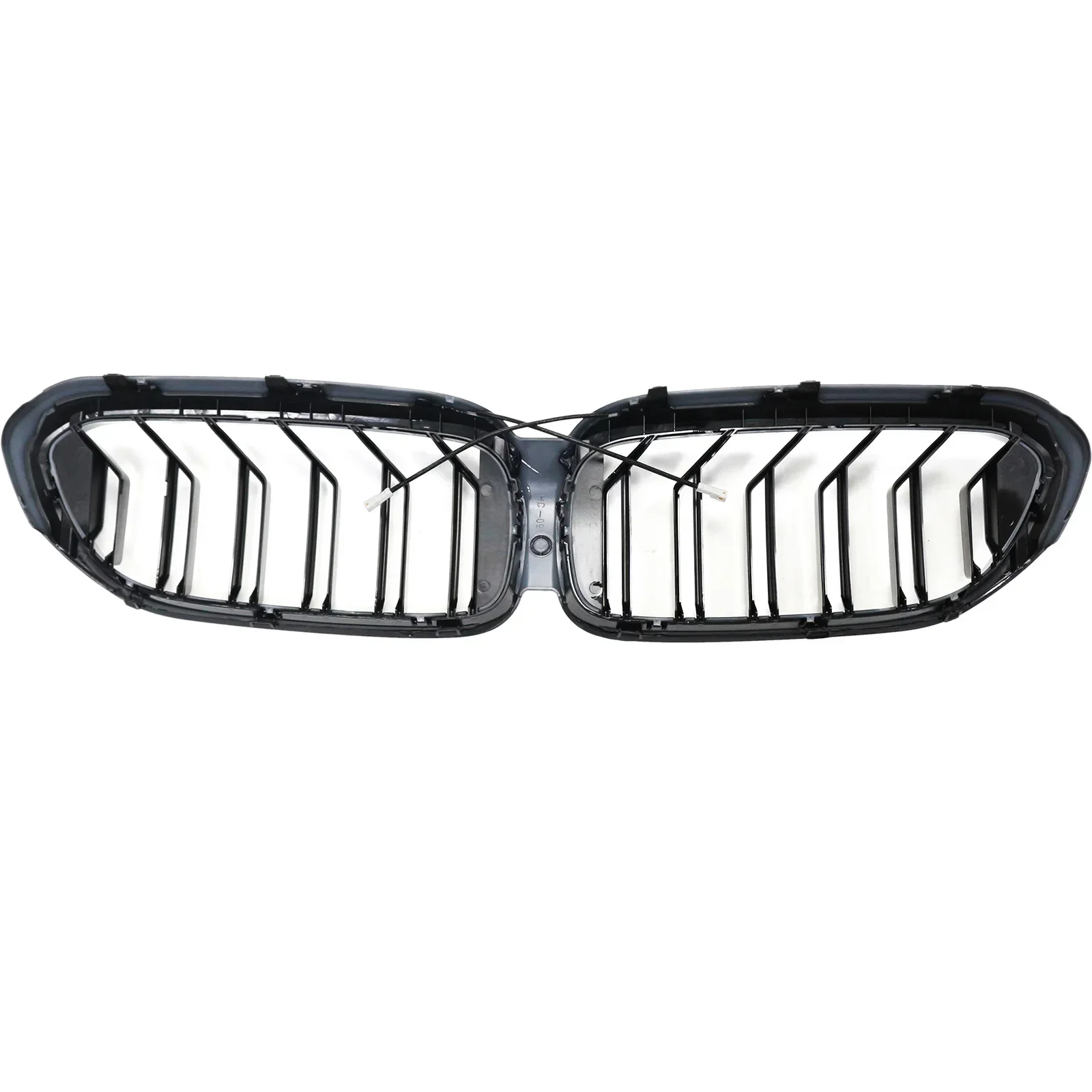Double Slat Front Kidney Grille For BMW 5 Series G30 G31 2017-2020 Gloss Black With Camera Hole