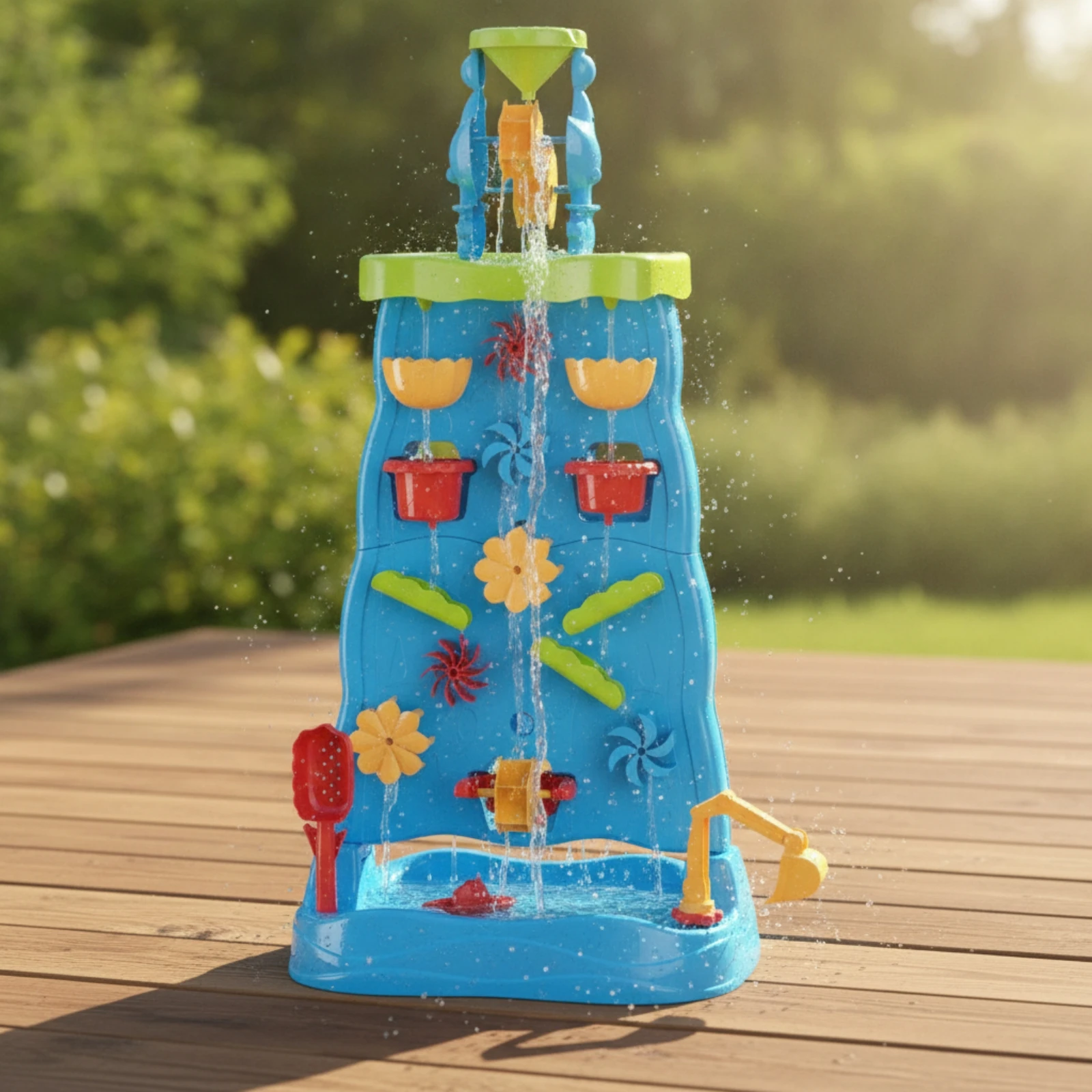 molded-plastic-water-play-table-with-rotating-flower-elements-educational-children's-water-play-wall-play-table-child-friendly