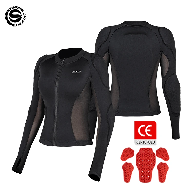 Star Field Knight Women's Motorcycle Jacket Slim Fit Summer Mesh Breathable Soft Armor Riding Clothing With CE Protective Gears