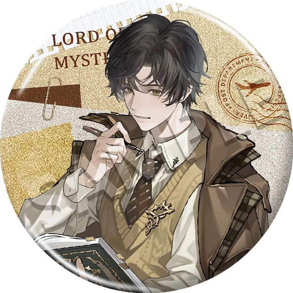Lord of The Mysteries Letter Series Badge Audrey Klein Forsi Azik Round Brooch Pin Backpack Decor Game Character Collection Gift