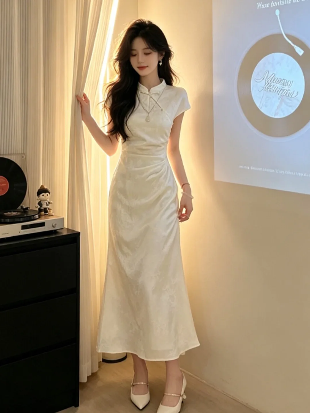 

New Chinese Style National Trend Improved Dress Gentle Wind Super Beautiful Body Shaping Long Skirt Summer