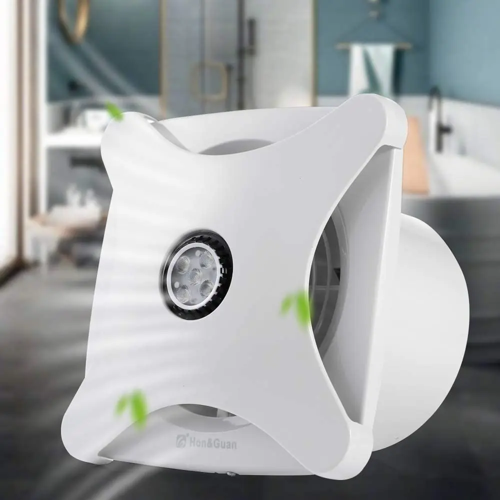 6 Inch High Speed Exhaust Fan LED Light Toilet Kitchen Bathroom Hanging Wall Window Ventilator Extractor Fan