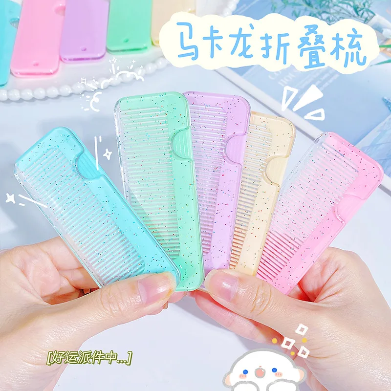 1PC Portable Folding Comb Set Makeup Mirror Cute Mirror Comb For Girls Pocket Size Travel Comb