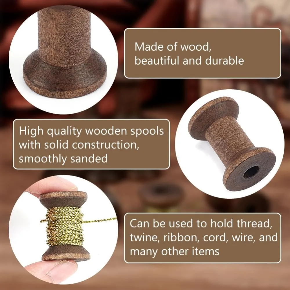 30Pcs Antique Wooden Empty Spools, 1.18\