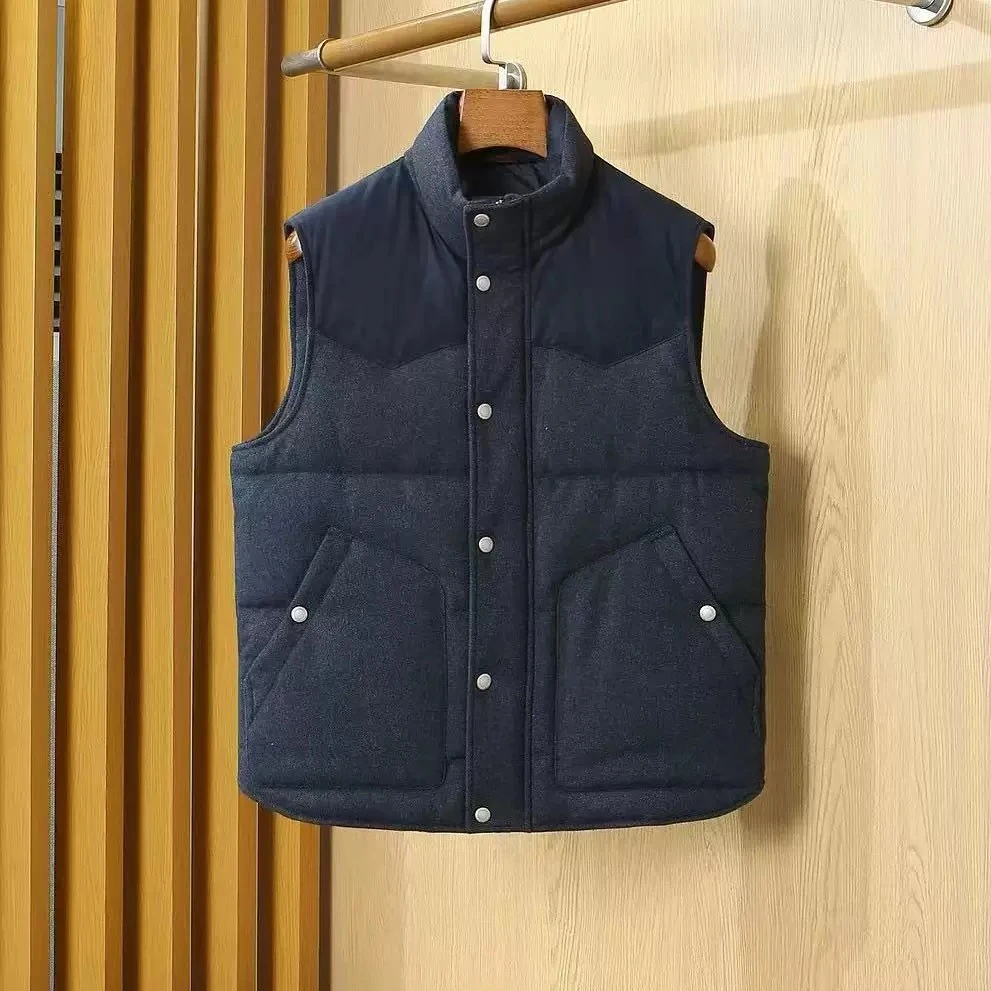 Italy BC old money style wool goose down warm contrasting color retro down vest jacket