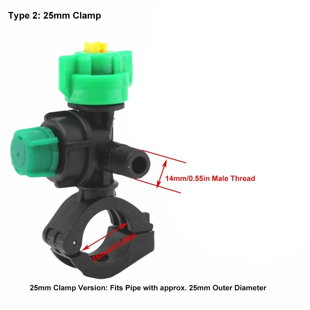 2PCS Engineering Plastic Spraying Nozzle 14mm Male Thread 20mm /25mm Clamp Spray Nozzle Easy Installation