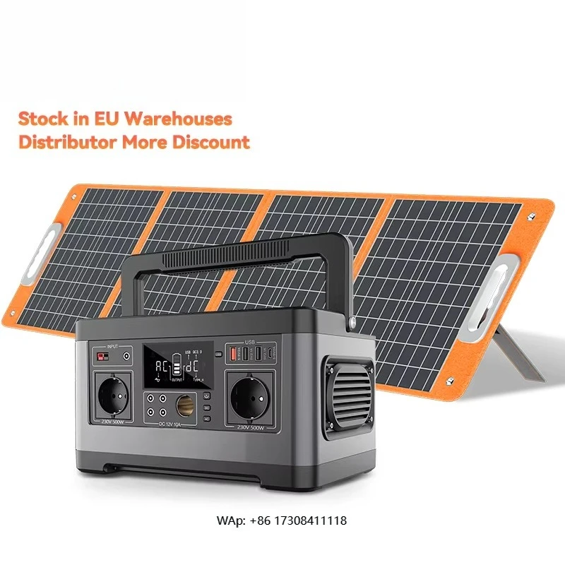 Portable power station 500 watts solar generator power generation off-grid energy storage backup system with inverter