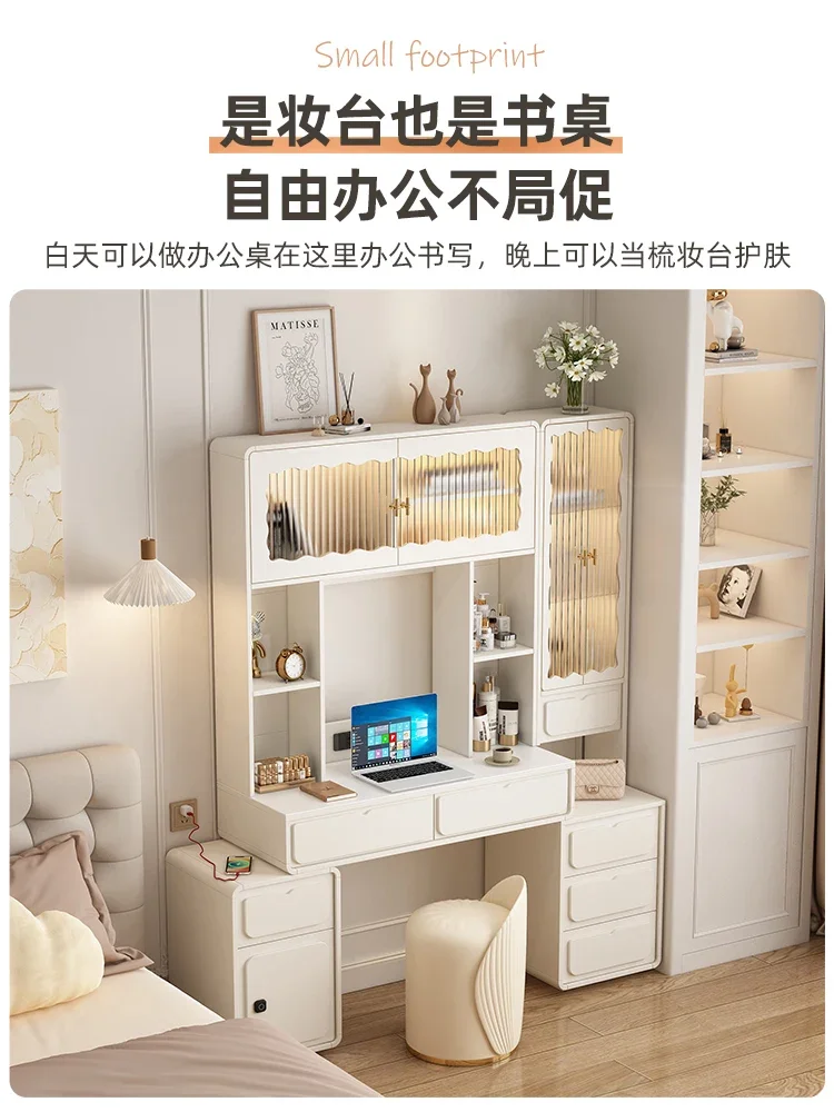 French Safe Box Makeup Table Dressing Table Assembled Cabinet Integrated with Lock White Simple European Dressing Table