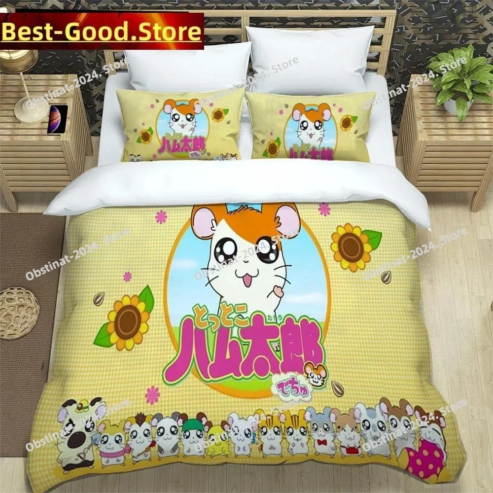 

3D Cartoon Lovely Hamtaro Bedding Set Duvet Cover Full Queen King Size Pillowcase Bed Printed Set Aldult Kid Bedroom Single Twin