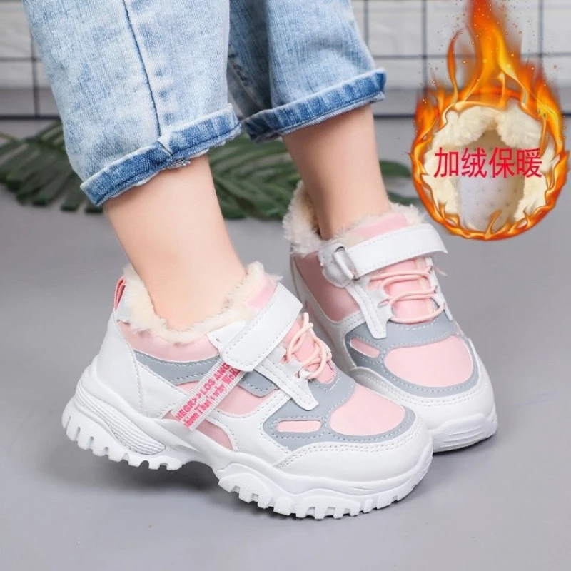 Winter Kid Casual Sneakers Boy Girl Running Sports Shoes Slip Resistant Toddler Baby Warm Cotton Shoes Fashion Children Footwear