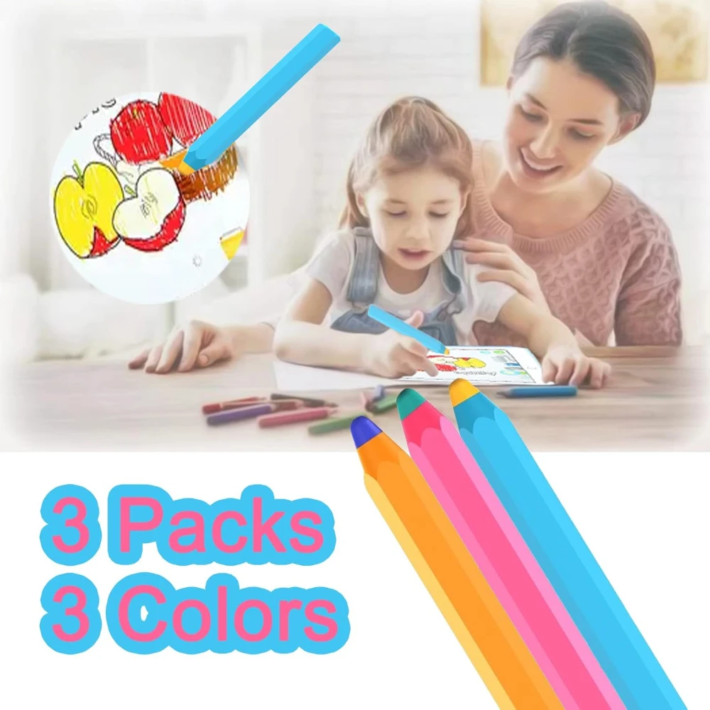 Stylus Pens for Touch Screens, Crayon Stylus for Kids Pencil, 3 Pack Silicone Universal Capacitive, Compatible with IPad Tablets