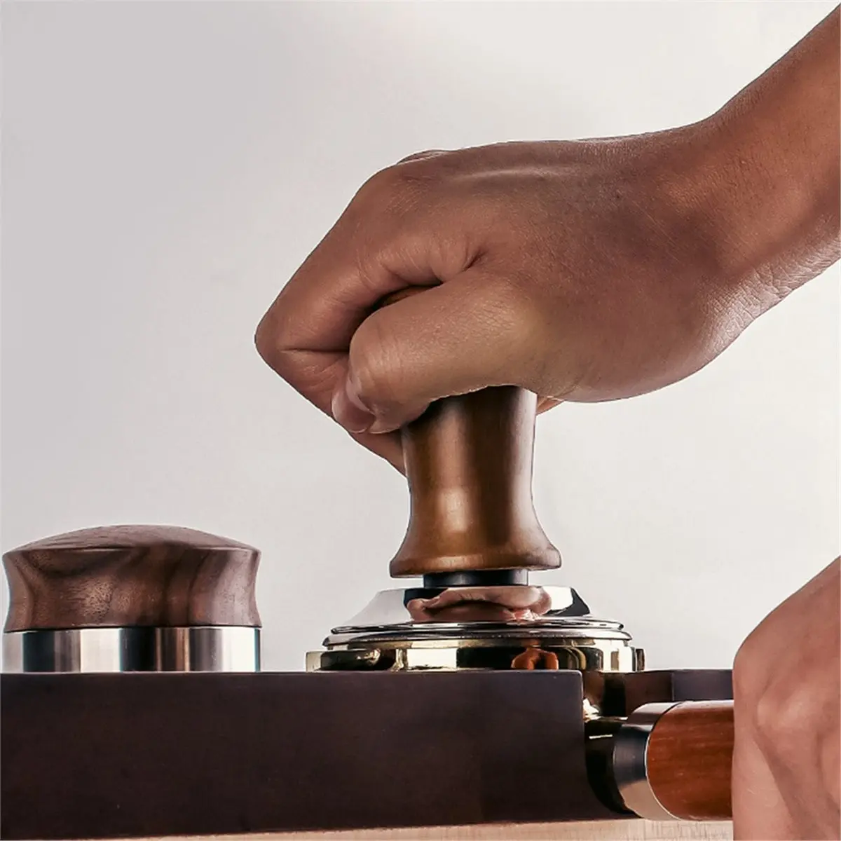 ABSF Coffee Tamper Wooden Handle Coffee Tool Stainless Steel Base Pressure Hammer Coffee Brewing 51mm
